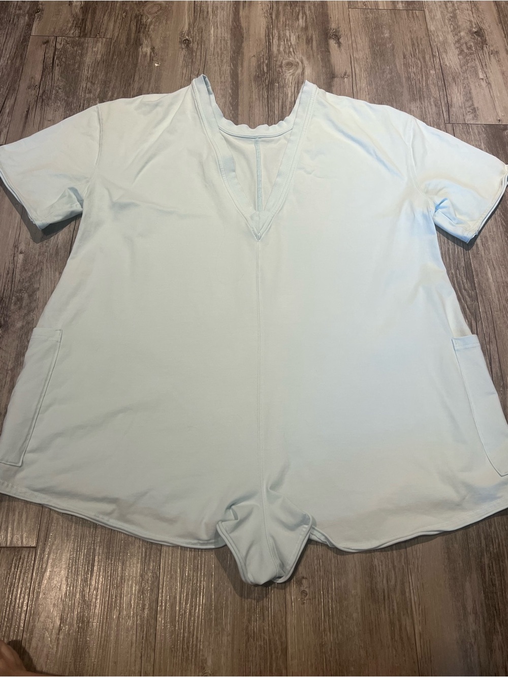 Free People Light Blue Movement Hot Shot Tee Romper Womens Size M Small stain